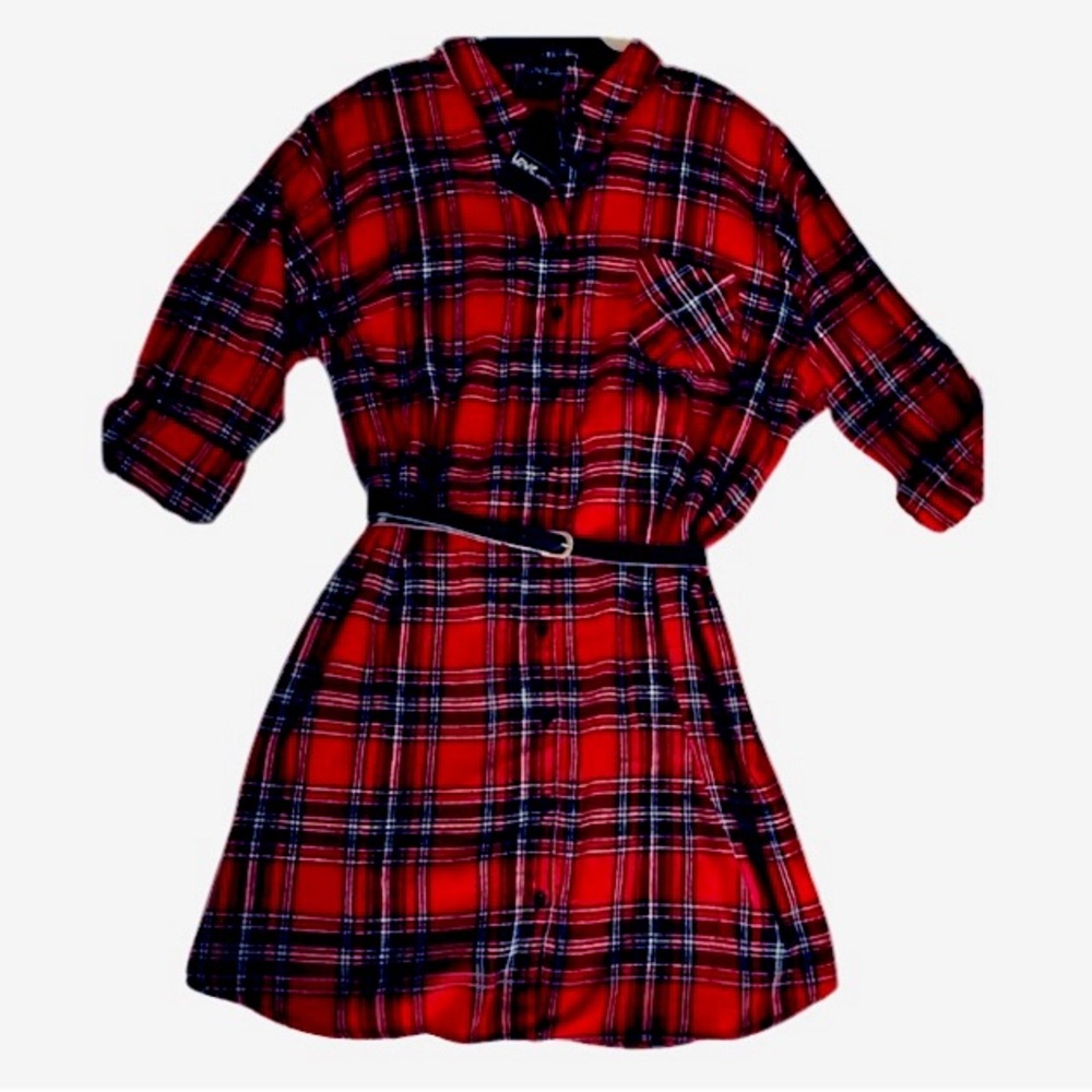 Plaid Flannel Button- Down Dress